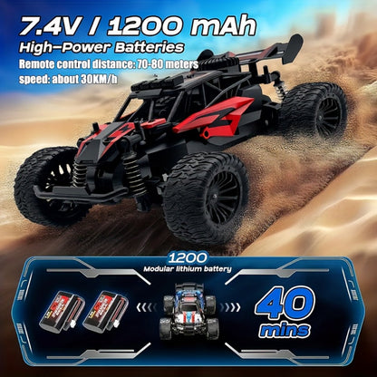 Remote Control Car, 1:18 Scale Alloy Monster Truck with 2.4GHz Control, LED Headlights and Red or Yellow Finish