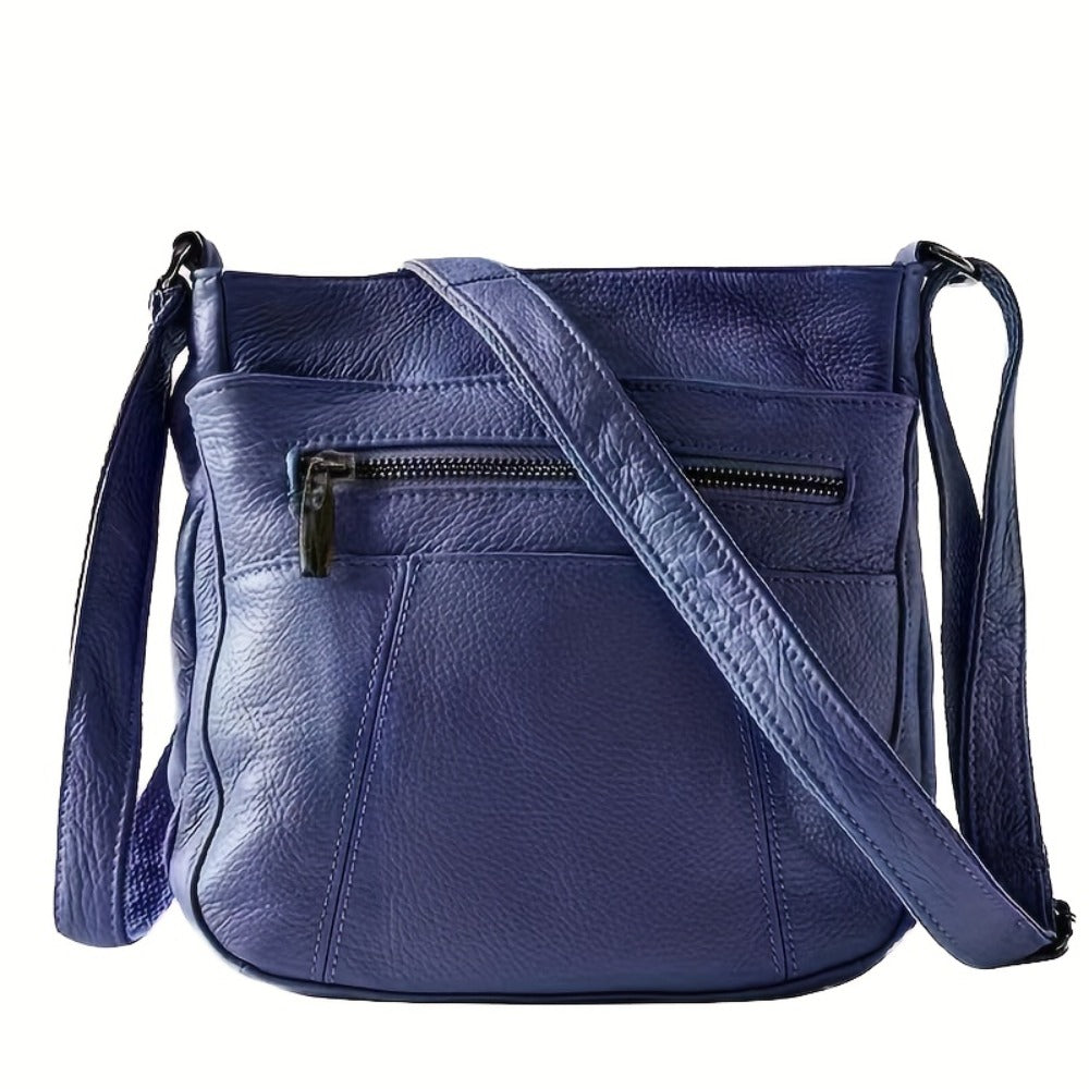 Genuine Leather Messenger Bag for Men Women Anti-Theft Zipper Multi-Pocket Shoulder Crossbody Bag Laptop Organizer Spacious Handbag Purse for Work School Travel Daily Commute 8 Colors