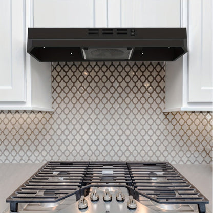 Range Hood 30 Inch Under Cabinet, Ducted & Ductless Convertible Kitchen Vent Hood with LED Light & 2-Speed Exhaust Fan