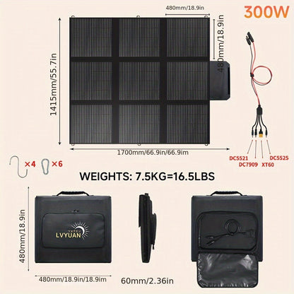 Foldable Solar Panel 120W 200W 300W 400W 22.5% High Efficiency Monocrystalline Portable Outdoor Solar Charger for Camping Boating RV Off-Grid Power Station Hiking Travel