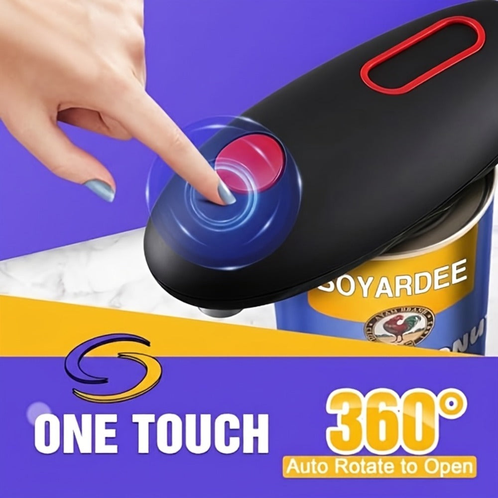 Electric Can Opener, One-Click Auto Shut-Off with Smooth Edge Cut — Safe & Easy for Elderly, Arthritis, Weak Grip | Fits All Round & Oval Cans | Great Gift for Home, Camping & Kitchen