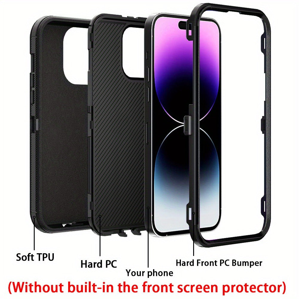 Phone Case Dual-Layer TPU and PC Shockproof Armor with Qi Wireless Charging Support for iPhone 14
