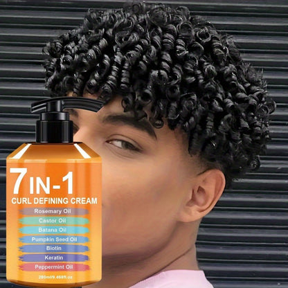 7-in-1 Curl Styling Cream, 280ml Orange-Label Pump with Rosemary, Castor and Batana Oils on Label