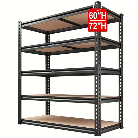 5-Tier Garage Shelving Unit 2000 lbs Capacity Heavy Duty Adjustable Storage Shelves 72"/60"H x 35.5"W x 16"D for Garage, Closet & Pantry Organization – Steel Rack Easy Assembly, Includes Gloves & Hammer