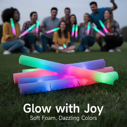 Foam Glow Sticks Set 103pcs 70pcs 40pcs – LED Light Up Foam Sticks 3 Flashing Modes Assorted Colors Bulk Pack for Party Wedding Birthday Concert Rave Glow Night Event
