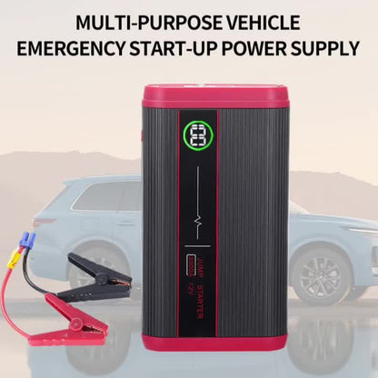 Lithium Jump Starter 3000A 8000mAh 12V Battery Pack USB-C Recharge Round LED Display for 6.0L Diesel 8.0L Gas Engines Compact Portable Emergency Booster