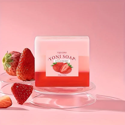 Strawberry Yoni Bath Set 4pcs for Women – Scented Yoni Oil & Soap Feminine Hygiene Kit pH Balance Odor Control Moisturizing Intimate Care Gift Set