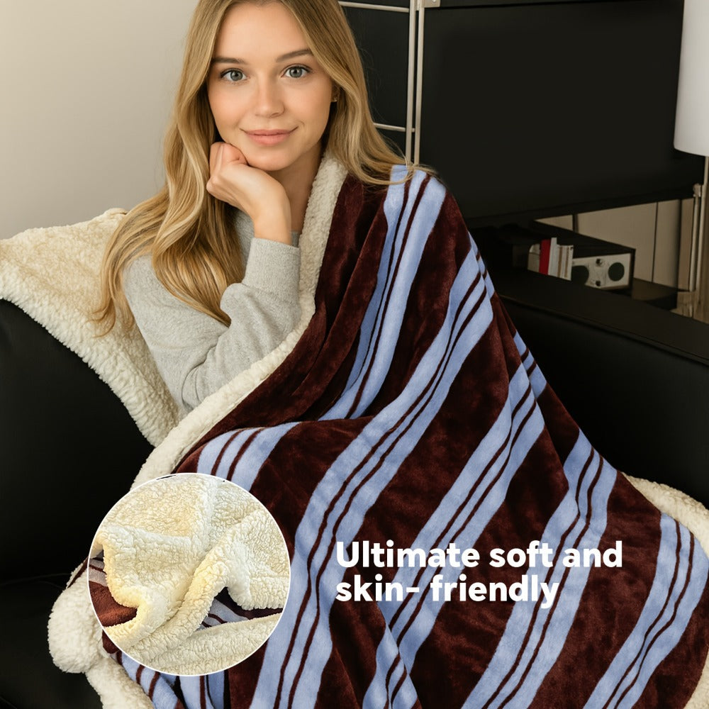400-450 GSM Flannel Blanket with Plush-Look Lining, 16 Pattern Choices and Four Size Labels