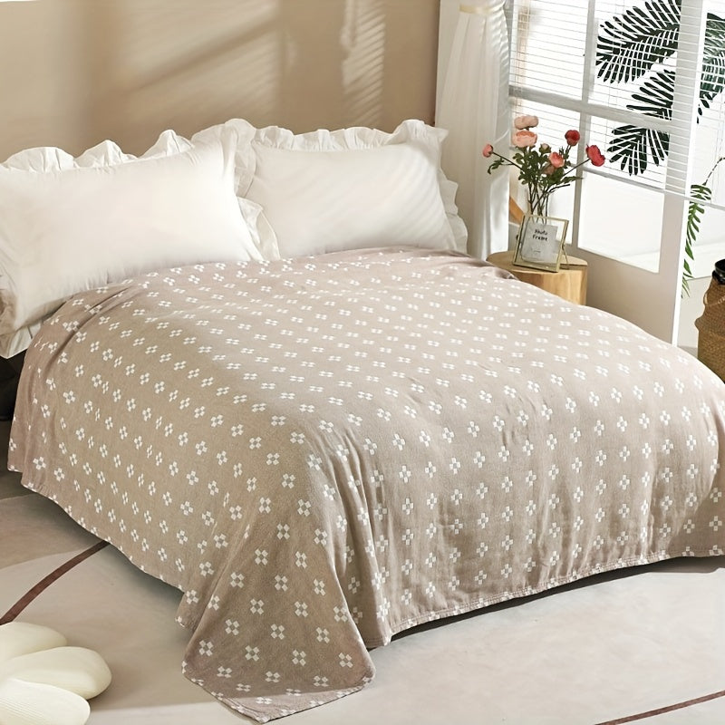 Jacquard Cotton Blanket – Geometric Cross Pattern Pure Cotton Throw, Soft Breathable All Season, Machine Washable, 4 Colors, 2 Sizes