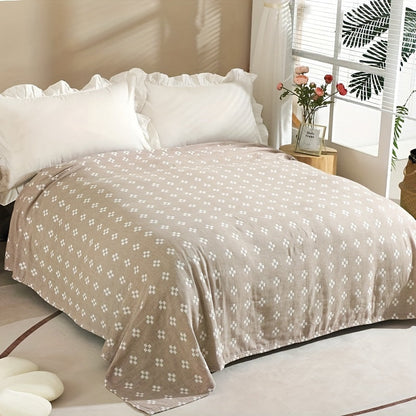 Jacquard Cotton Blanket – Geometric Cross Pattern Pure Cotton Throw, Soft Breathable All Season, Machine Washable, 4 Colors, 2 Sizes