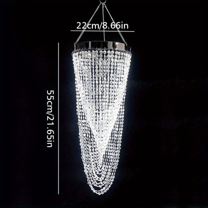 Crystal Beaded Chandelier Lampshade Acrylic Sparkling Droplets Elegant Ceiling Light Fixture Cover for Wedding Party Home Decor Multiple Sizes Branch Style Beadwork Pendant Shade