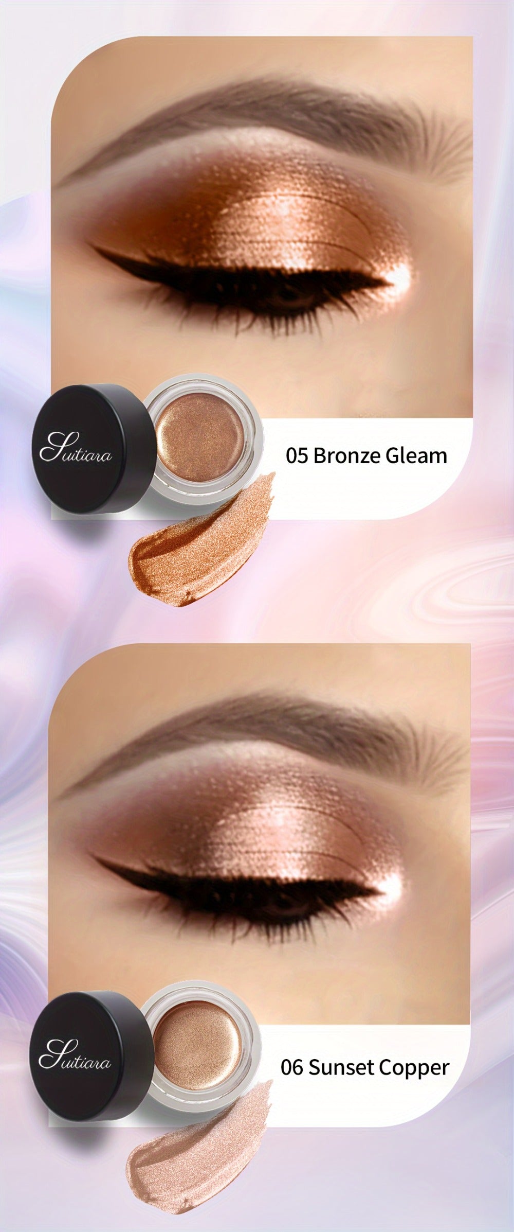 Shimmer Jelly Eyeshadow 2 Pack – Icy Cool Tone Frosty Glow Gel Eye Makeup, Long-Lasting Non-Creasing Blendable Formula, High Shine Luminous Finish for Holiday Party Glam