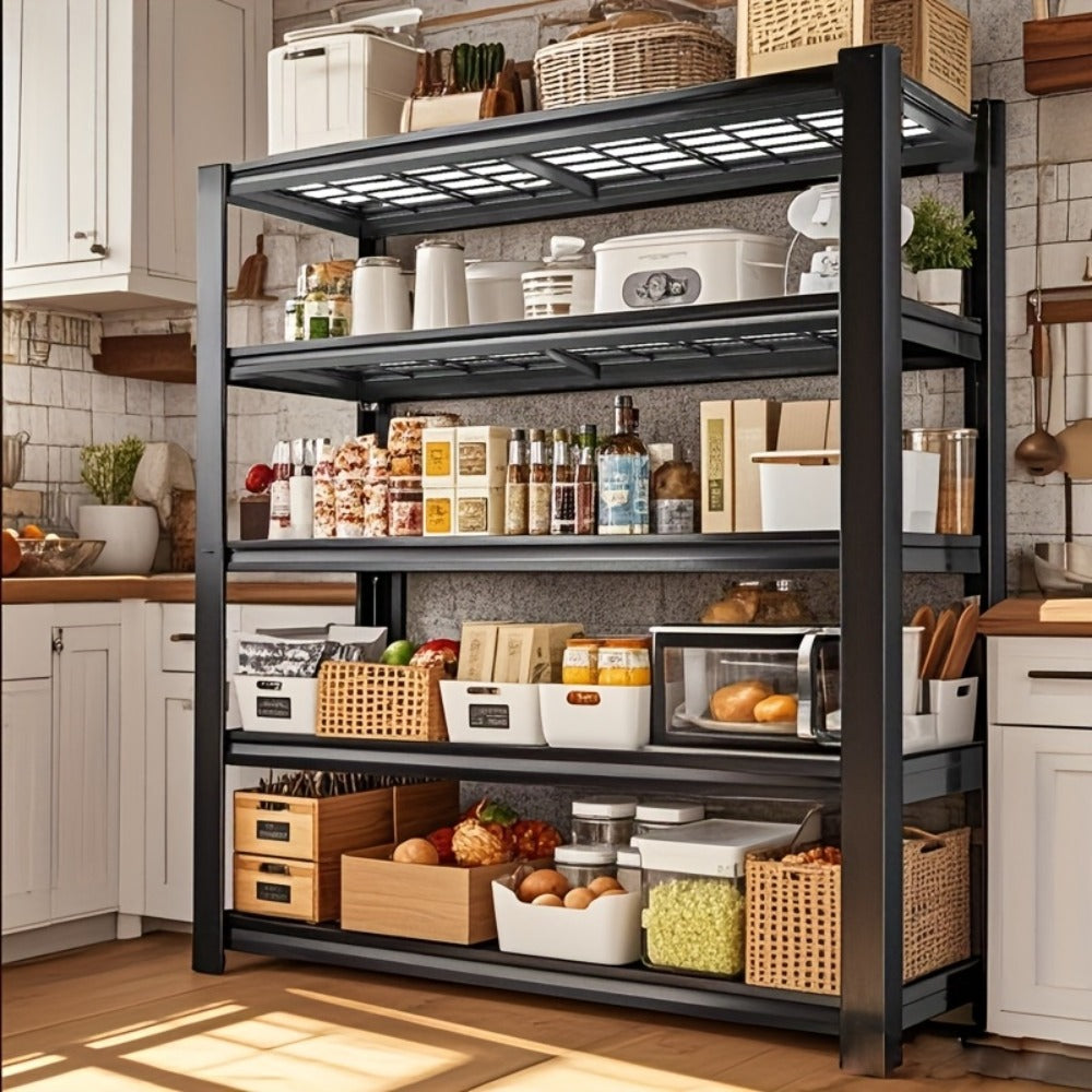 2500LBS Garage Storage Shelves Adjustable Metal Shelving 72" – Upgrade Double Layer Column Commercial Grade Utility Rack | 5-Tier Steel Shelf for Warehouse, Basement, Kitchen & Pantry | 35.5"W × 16"D × 72"H Black