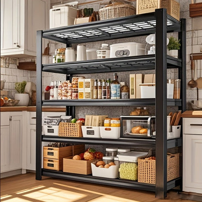 2500LBS Garage Storage Shelves Adjustable Metal Shelving 72" – Upgrade Double Layer Column Commercial Grade Utility Rack | 5-Tier Steel Shelf for Warehouse, Basement, Kitchen & Pantry | 35.5"W × 16"D × 72"H Black