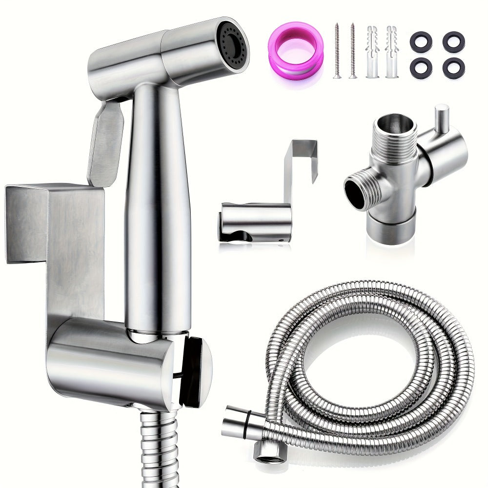 Wall-Mounted Handheld Bathroom Sprayer Set with Bracket, Flexible Hose and Teflon Tape for Home and Everyday Use
