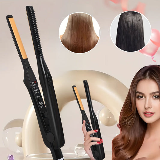 Root Crimper and Straightener Hair Styling Tool with Four Temperatures and Ceramic Plates in Black