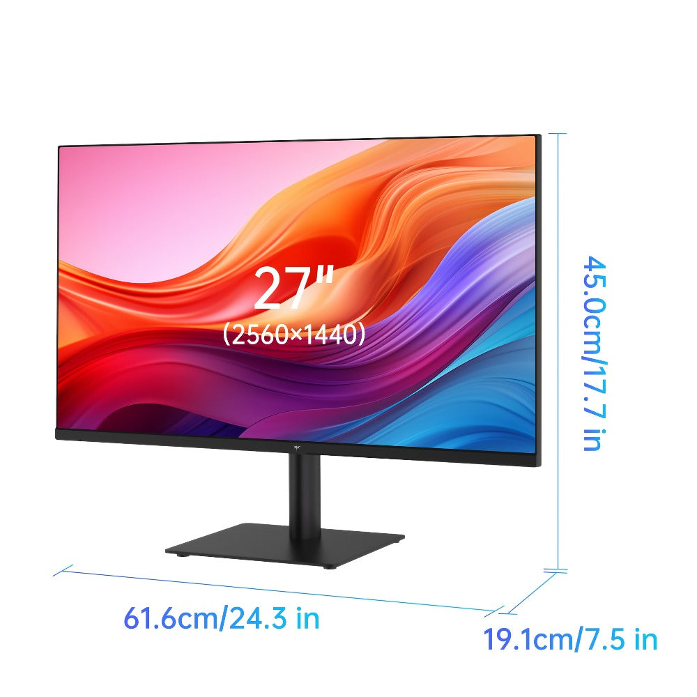 27-Inch QHD 100Hz Computer Monitor 2560x1440 IPS Display, AMD FreeSync, Ultra-Thin Bezel, HDMI DisplayPort, Flicker-Free Low Blue Light, for Gaming Work Home Office Desktop PC