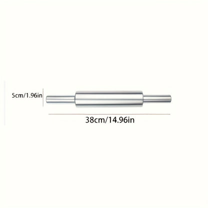 Stainless Steel Rolling Pin, Professional Non-Stick Dough Roller with Non-Slip Grip and Rounded Ends, Easy to Clean Baking Rolling Pin for Pizza Dough, Pie Crust, Pasta, Cookie, Bread, Multiple Sizes