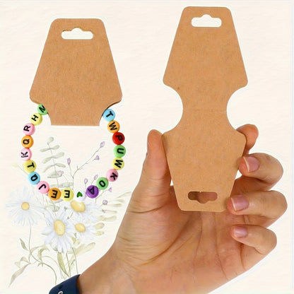 Self-Adhesive Kraft Jewelry Display Cards with Rounded Corners for Necklaces, Bracelets and Keychains, 11- or 99-Pack