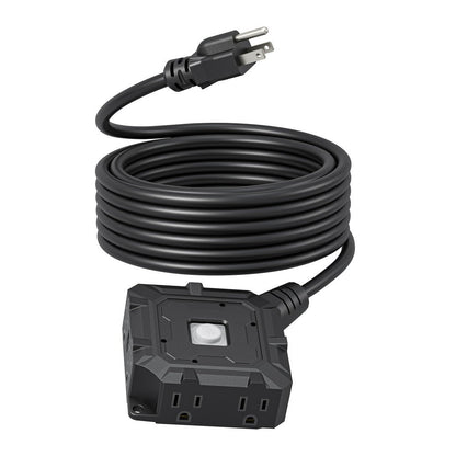 Heavy Duty Extension Cord 25ft 6-Outlet SJTW 14AWG with Protective Cover & On/Off Switch – Outdoor Indoor Power Strip Cord for Workshop, Garage, Christmas Lights, Tools