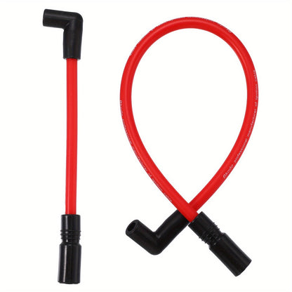 Harley Davidson Spark Plug Wire Kit 10.4mm 10mm for Dyna FXD 2000-2017 Softail 1999-2017 - Red Silicone 90-Degree Pre-Crimped Motorcycle Ignition Wires