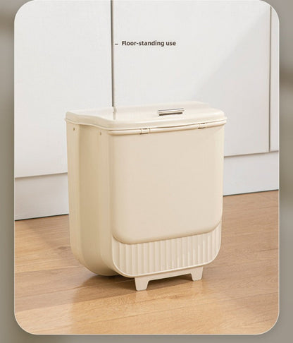 Collapsible 1.85-Gallon Trash Can with Lid for Wall Mount, Cabinet Door Hanging or Floor Placement