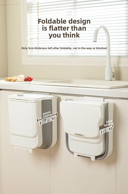Collapsible 1.85-Gallon Trash Can with Lid for Wall Mount, Cabinet Door Hanging or Floor Placement