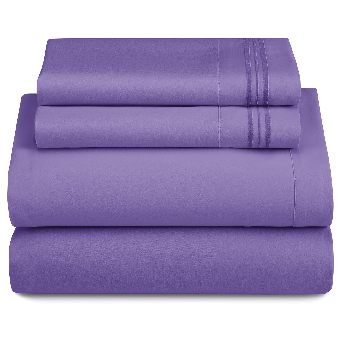 Bed Sheet Set 1800-Series Microfiber with Six Fitted-Sheet Sizes and Twenty Solid Color Choices