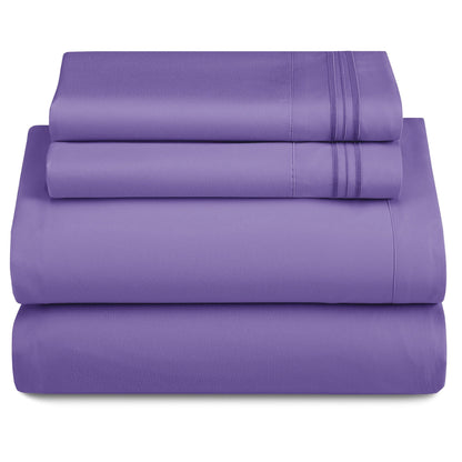 Bed Sheet Set 1800-Series Microfiber with Six Fitted-Sheet Sizes and Twenty Solid Color Choices