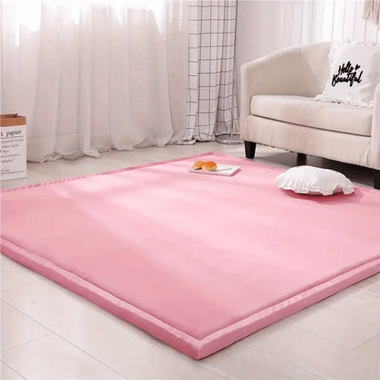 Padded Tatami-Style Area Rug in Six Solid Colors with 50-Inch Square to 79 x 118-Inch Sizes