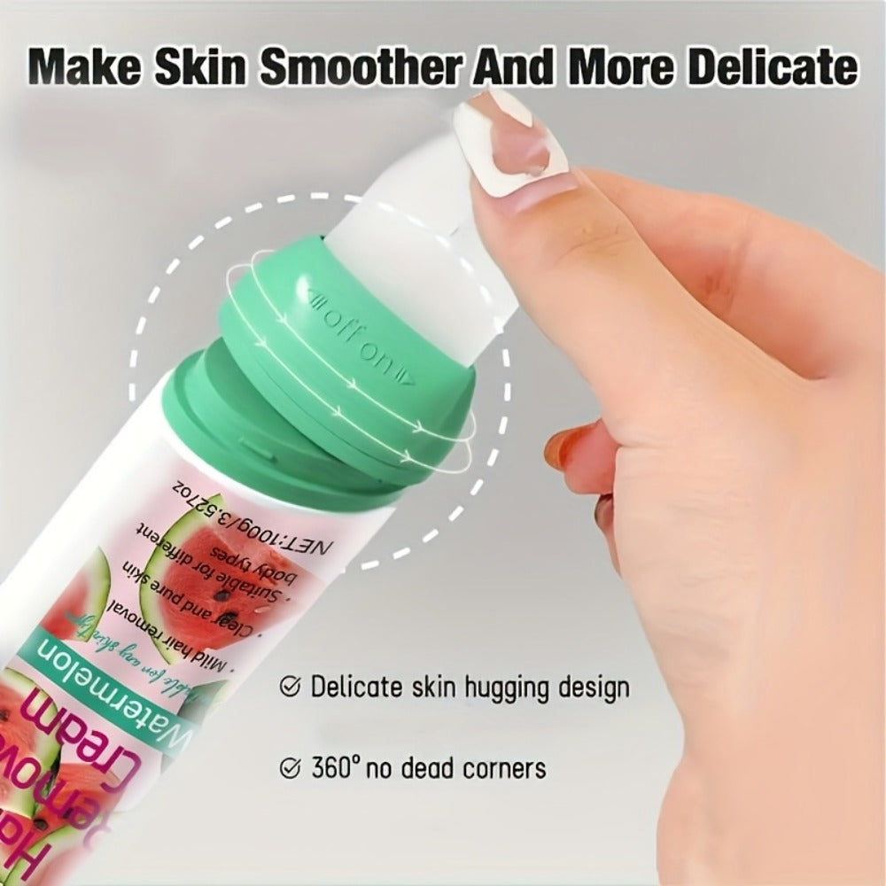 Watermelon Scent Depilatory Cream 100g with Squalane - Instant Hair Removal Semi-Permanent 3-Month Results Non-Irritating for Face Lips Armpits Legs Arms Bikini Area Women Sensitive Skin