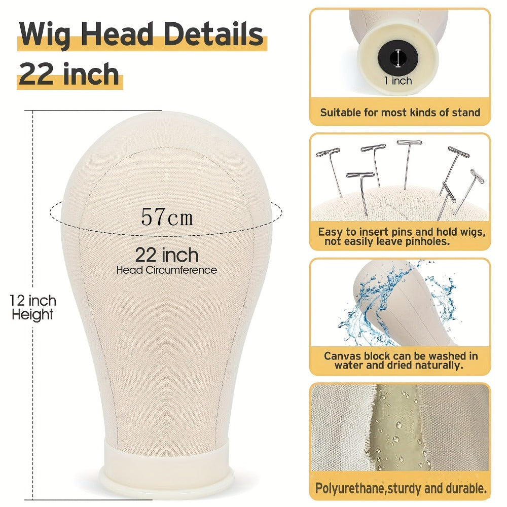 22-Inch Mannequin Head and Adjustable Tripod Stand Set in Pink, Black or White for Wig Display and Styling