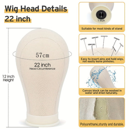 22-Inch Mannequin Head and Adjustable Tripod Stand Set in Pink, Black or White for Wig Display and Styling
