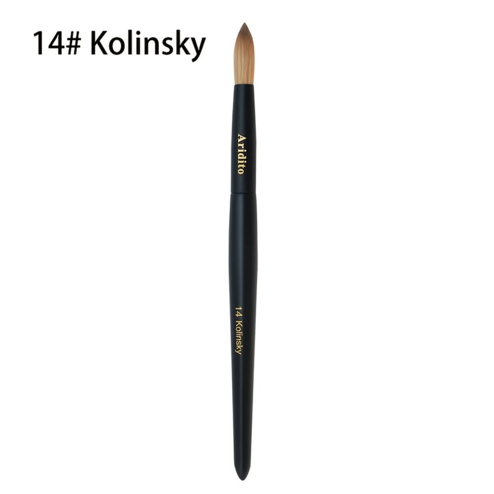 Kolinsky Nail Brush Round Head for Acrylic Extensions – Professional Black Wooden Handle Nail Art Brush with Genuine Kolinsky Hair Bristles, Sizes #8 #10 #12 #14 #16 #18 for Salon & Home Manicure Women