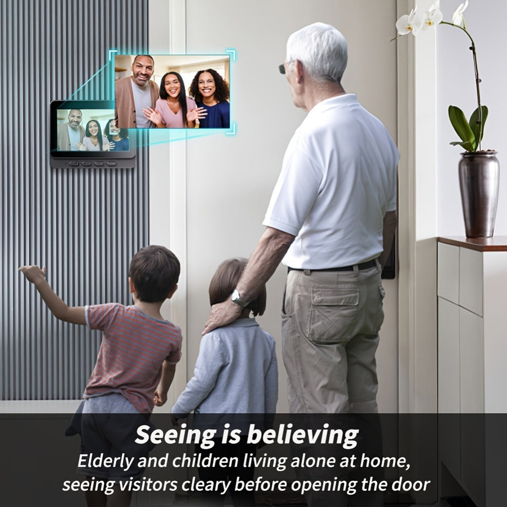 1920P Video Doorbell Camera with 4.3" Monitor & Dual Power - No WiFi No App, Battery & USB, Two-Way Audio, IR Night Vision, SD Card Storage, Wide Angle, One-Button Pairing, Black