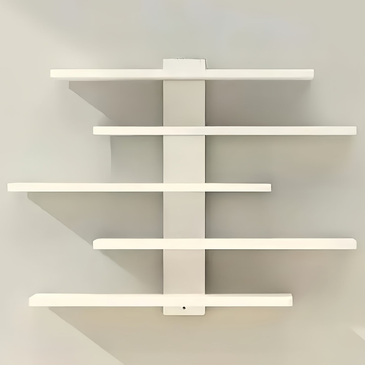 5-Tier Wall Mounted Floating Display Shelf Adjustable Fiberboard | Modern Decorative Storage Rack for Action Figures Building Blocks Collectibles Dolls Statues Home Office Shelving Unit Black White