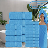 16pcs sky blue bath towel set