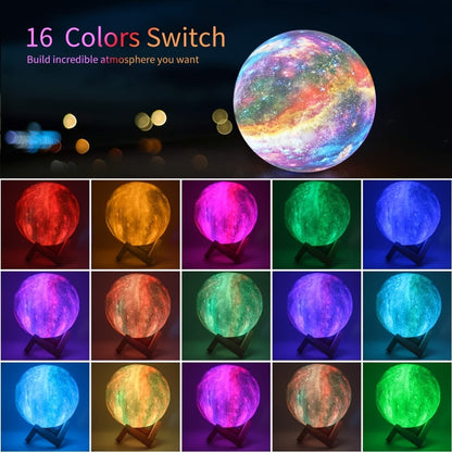 Night Light 5.9-Inch Textured Moon Lamp with 16 Colors, Touch and Remote Controls, USB Power and Wooden Stand