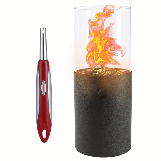 Fire Bowl Tabletop Fire Pit Indoor Outdoor Butane Fuel Mini Portable Fireplace with Glass Wind Guard for Coffee Table Patio Balcony Camping