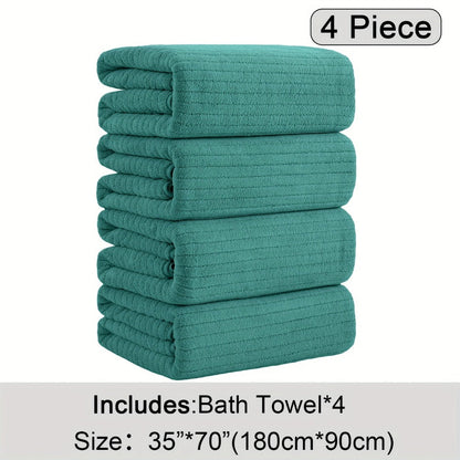 Bath Towels Set 4 Pack 35x70 Inch Oversized Extra Large - Microfiber Super Absorbent Quick Dry XL Bath Sheet Soft Bathroom Towels | 13 Colors | Family Hotel Spa Shower Towel Set Coastal Style