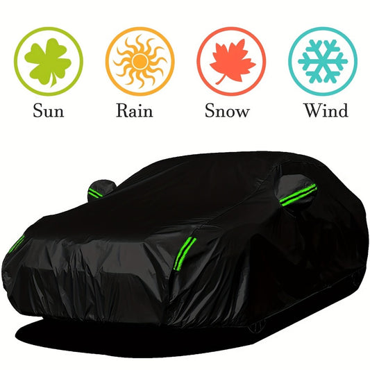 Car Cover All-Weather Waterproof UV Snow Dust Protection with Reflective Safety Strips – Universal Fit for Sedan & SUV Indoor Outdoor Use