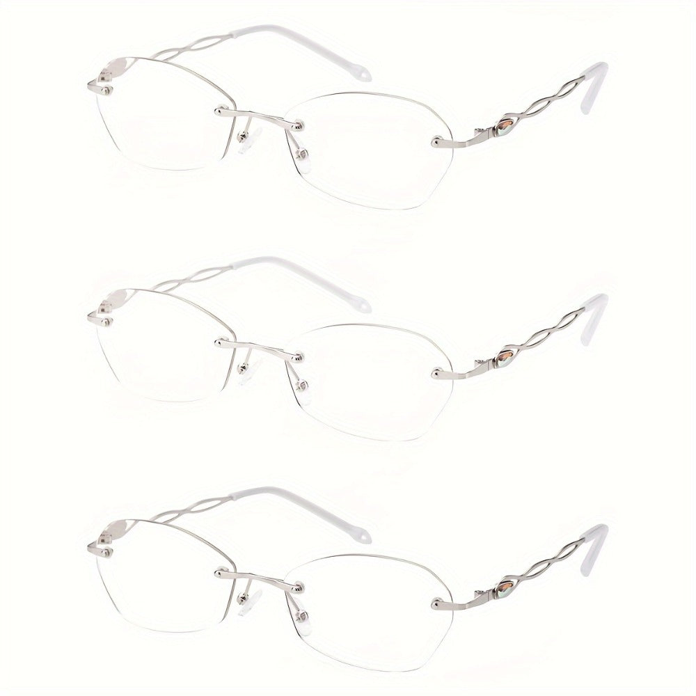 Reading Glasses – Three-Pair Rimless Metal Blue-Light Readers in Multiple Colors and Strengths
