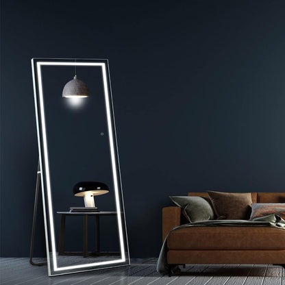 LED Full Length Mirror with Lights, Touch Control Lighted Full Body Mirror for Entryways, Bedrooms and Living Spaces