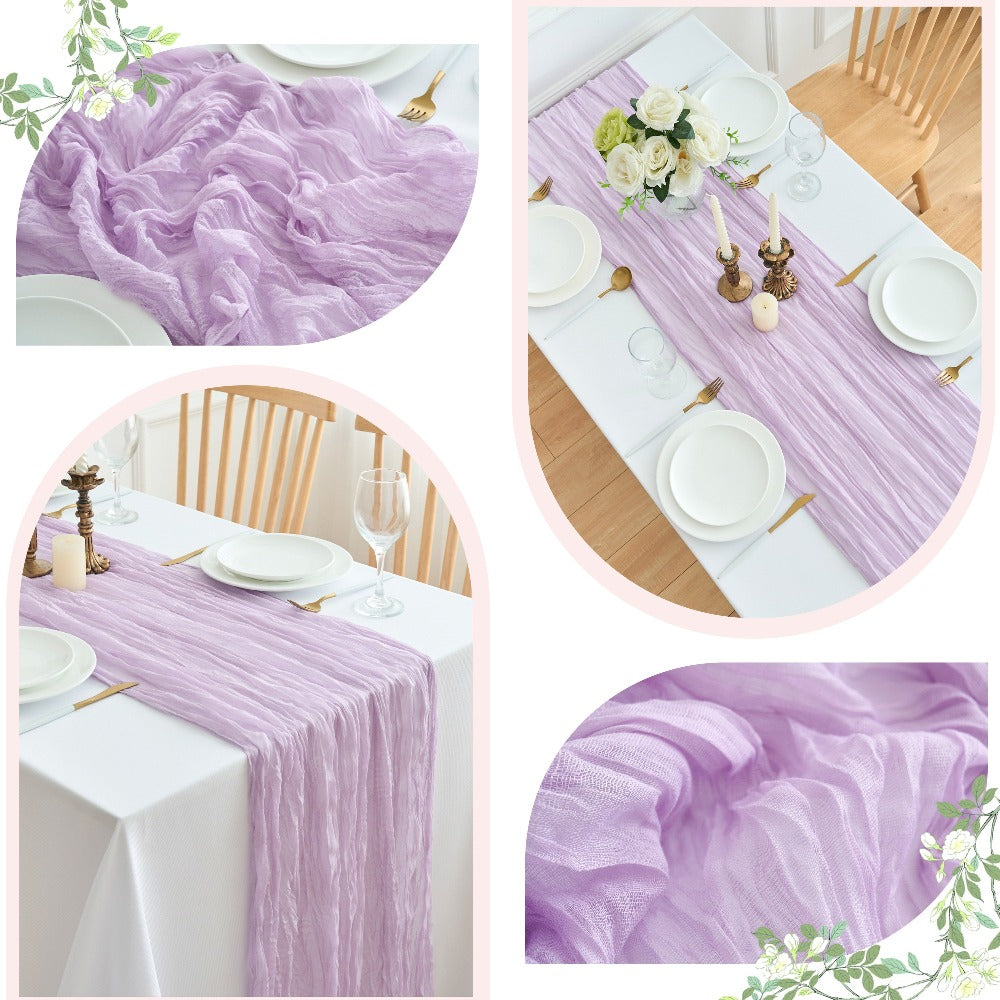 Cheesecloth Table Runner 10 Pack, 10ft Boho Wedding Table Runner for Reception, Rustic Bridal Shower, Party & Home Decor – Dusty Pink, Sage, Lavender