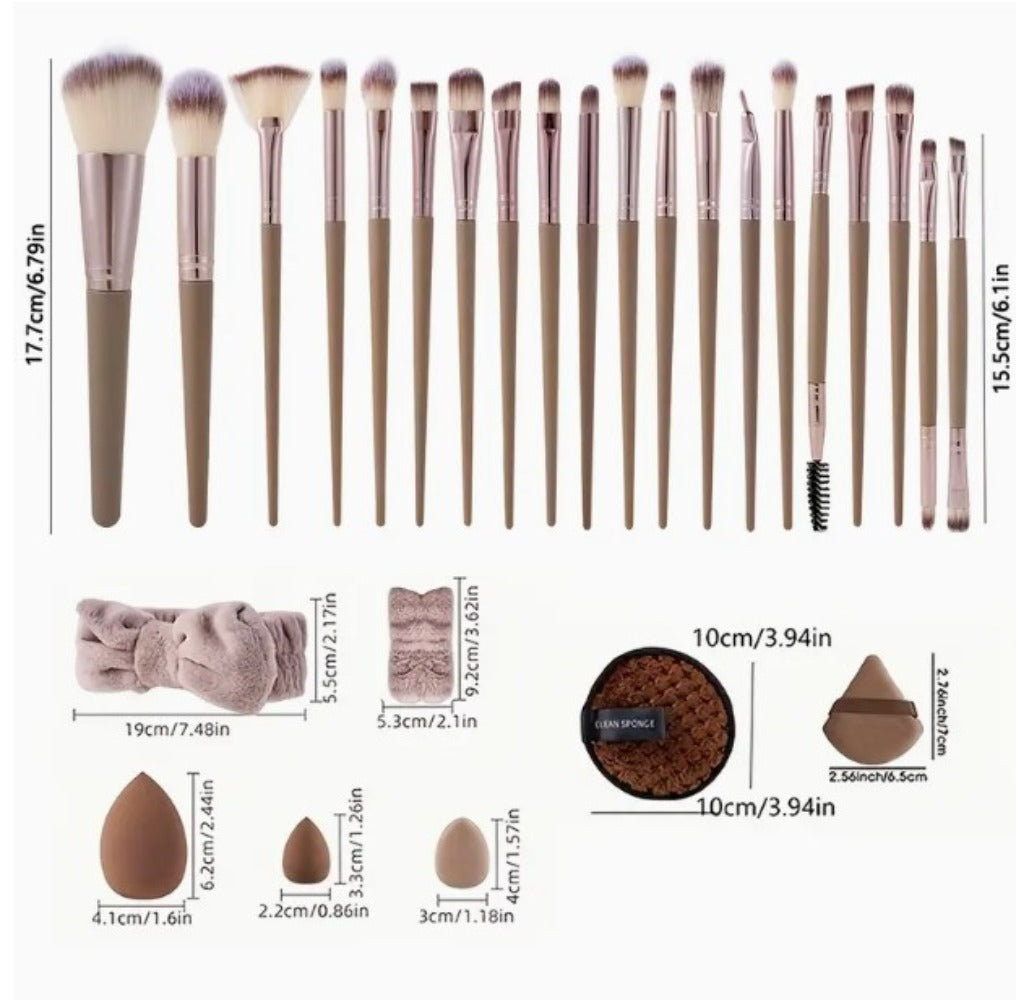 Makeup Brush Set, 56-Piece Polyester Bristle Collection with Wood Handles in Beige, Pink or Brown Color Options