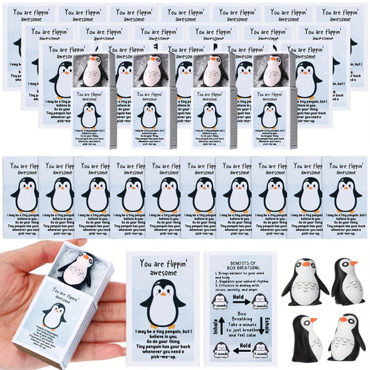 Emotional Support Penguin Resin Cards 36 Sets – Positive Affirmation Appreciation Gifts for Teachers Volunteers Employees Coworkers, Mental Health Uplifting Messages, Graduation Desk Decor Gift