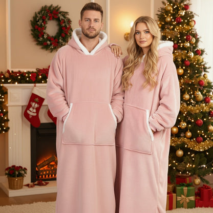 Wearable Blanket Hoodie - Oversized Extra-Long Ultra-Soft Acrylic Hooded Blanket for Adults, Warm Cozy TV Watching Winter Gift for Christmas Valentine's Day