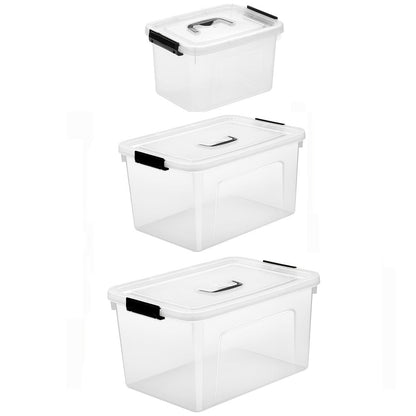 Six-Pack Clear 5.5-Liter Storage Bins with Lids, Latch Handles and Stackable Rectangular Design