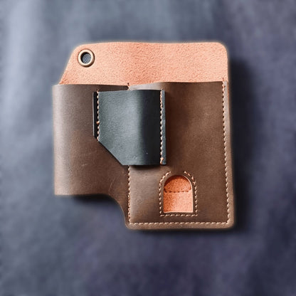 EDC Multitool Belt Holster with Clip, Loop and Pockets for Flashlight and Pen in Black or Brown