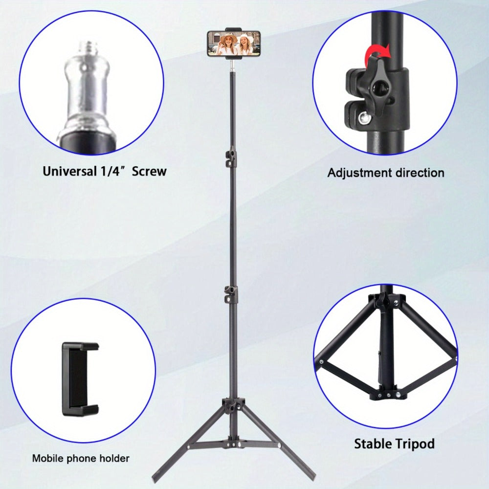 63-Inch Floor Phone Tripod with Two Checkout Models, Adjustable Holder and Optional Gooseneck Arm